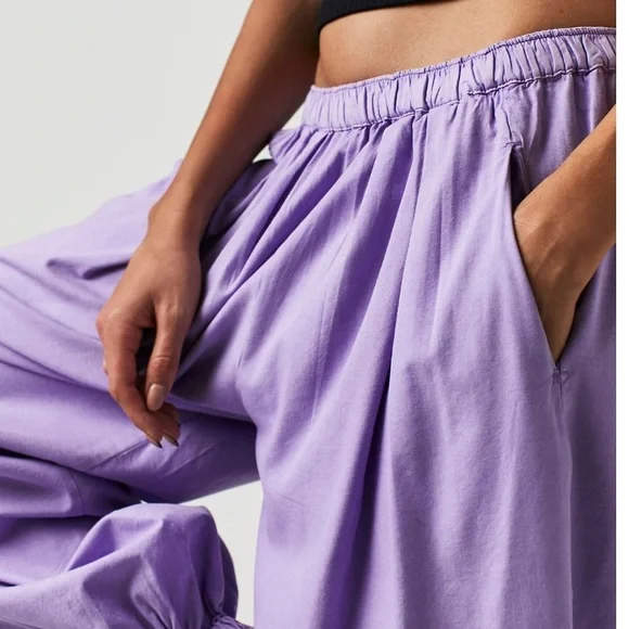 Free People Lavender Wide-Leg Pants - Picture 1 of 5